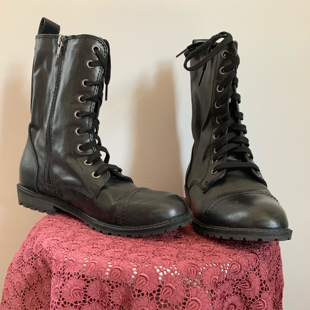 Black combat boots